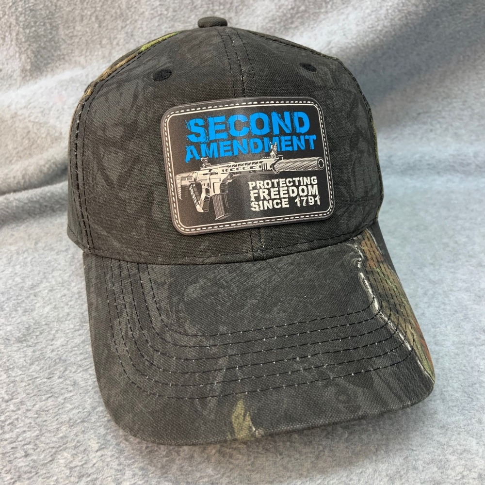 Second Amendment Patch Mens Black Camo Outdoor Cap Patch Hat Adjustable OSFM